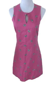 Lily Pulitzer Shift Dress Green Bees Pink Fabric Keyhole Front Size 4 Sleeveless - Picture 1 of 13