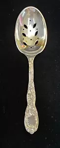 TIFFANY CHRYSANTHEMUM STERLING SILVER PIERCED SERVING SPOON NO MONO 9 IN - Picture 1 of 7