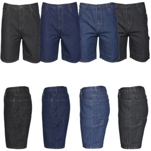 Men's Denim Jean Shorts Casual Carpenter Style Relaxed Fit Quality Cotton - Picture 1 of 43