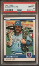 1984 Fleer GLENN HUBBARD "Neck Snake" Funny Baseball Card #182 Graded PSA 10 GEM