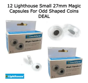 12 Lighthouse Magic Capsules For Small Irregularly Shaped Coins & Stones  27mm - Picture 1 of 6