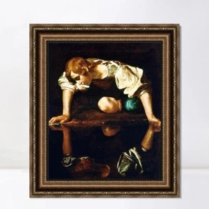 Framed Canvas Art Giclee Print Narcissus by Michelangelo Merisi da Caravaggio - Picture 1 of 16