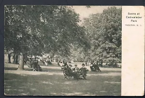 AMERICAN POSTCARD SCENE CADWALADER PERK TRENTON NEW JERSEY 1910 POSTED IN UK - Picture 1 of 2