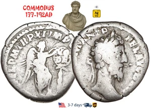 Ancient Roman Empire Coin Silver Denarius COMMODUS 177 - 192 AD Authentic #30634 - Picture 1 of 3