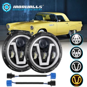 Par de faros LED redondos de 7" H4 Hi-Lo intermitente para Ford Thunderbird 1955-1957 - Imagen 1 de 12