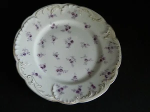 Plato floral rosa púrpura de colección con adorno de oro festoneado, Alemania Rosenthal - Imagen 1 de 9