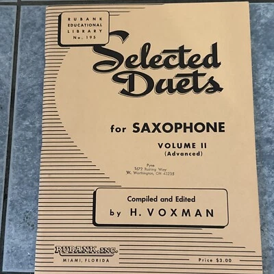 Rubank Selected Duets for Saxophone Vol 2 Advanced Classical Sheet Music VOXMAN - Image 1 of 2