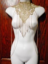 Gold Chain & Spikes Lace Body Jewelry necklace harness yoke choker goddess Z8