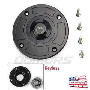 CNC Keyless Cover Fuel Gas Tank Cap For Suzuki GSXR600/750 GSXR1000 SV650S Black - Picture 1 of 17
