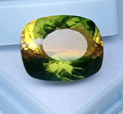 Natural Awesome 12+ Ct Bi-Colour Tourmaline Cushion Cut Loose Certified Gemstone - Image 1 of 4