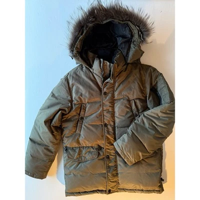 Parka clásica de plumón oliva vintage JEEP de moda para hombre abrigo grande chaqueta ribete de piel Foto 1 de 4