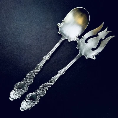 哥伦比亚银盘大号服务勺叉沙拉罗杰斯银盘 1893 — 第 1/4 张图片