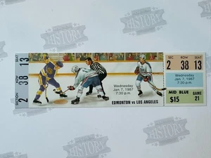 1987 Los Angeles Kings at Edmonton Oiolers Full Ticket 1/7/87 Gretzky Assist - Picture 1 of 2