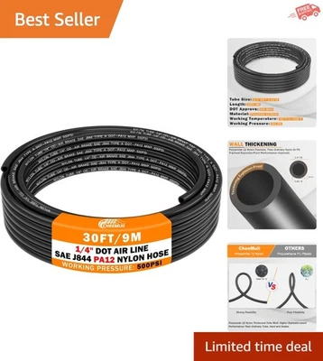Versatile 30 FT 1/4'' Pneumatic Air Hose - High-Pressure Resistance for Safety - Imagem 1 de 4