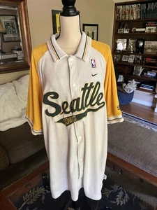 Vintage Nike Seattle Sonics Supersonics NBA Basketball Snap Warmup Jersey! - Picture 1 of 11