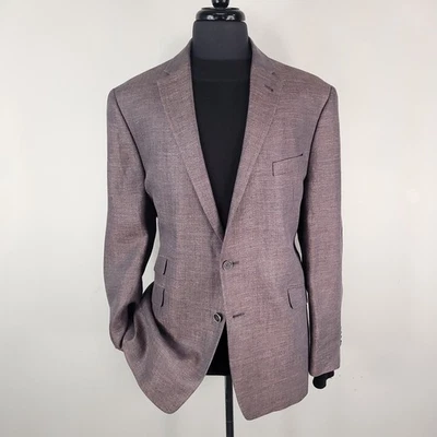 Joseph Abboud Blazer 男式 46 标准紫色亚麻修身运动外套夹克 — 第 1/4 张图片