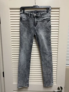 GAP Denim Stretch Skinny Jeans Size 14 Gray Wash Faded Artsy Streetwear 26x28 - Picture 1 of 15