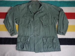 VTG 60s 70s US Army Military Vietnam OG Green Jungle Slant Pocket Jacket Mens L - Picture 1 of 8
