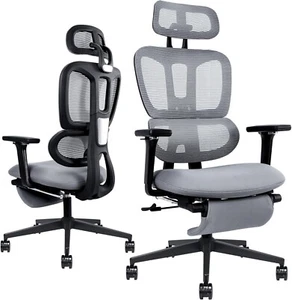 Ergonomic Mesh Office Chair with Retractable Footrest - High Back Computer Chair - Picture 1 of 8