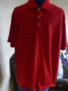 RARE 2002 RED "ADIDAS" POLO SHIRT- FINE HORIZONTAL STRIPE-S/SLEEVES -M= 21" P2P - Picture 1 of 6
