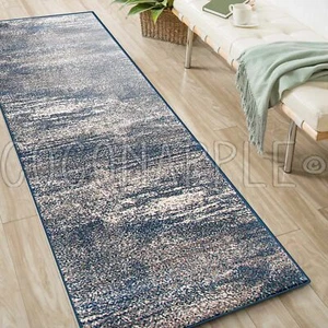 MINERVA DUSK SKY BLUE GREY IVORY MODERN RUG RUNNER 80x300cm **FREE DELIVERY** - Picture 1 of 6