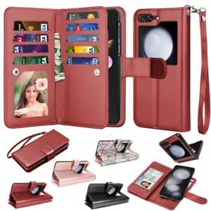 For Samsung Galaxy Z Flip 5 5G Wallet Case Leather Flip Card Slot Holder Cover - Picture 1 of 32