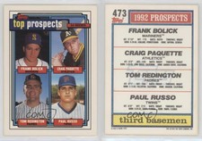 1992 Topps Top Prospects Frank Bolick Craig Paquette Paul Russo #473 Rookie RC