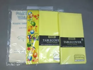 Set of 4 Plastic Table Cover 54x108 Disposable 3 Yellow and 1 Cream - Picture 1 of 3