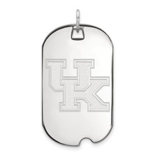 Kentucky Wildcats School Letters Logo Dog Tag Pendant in 14k & 10k White Gold