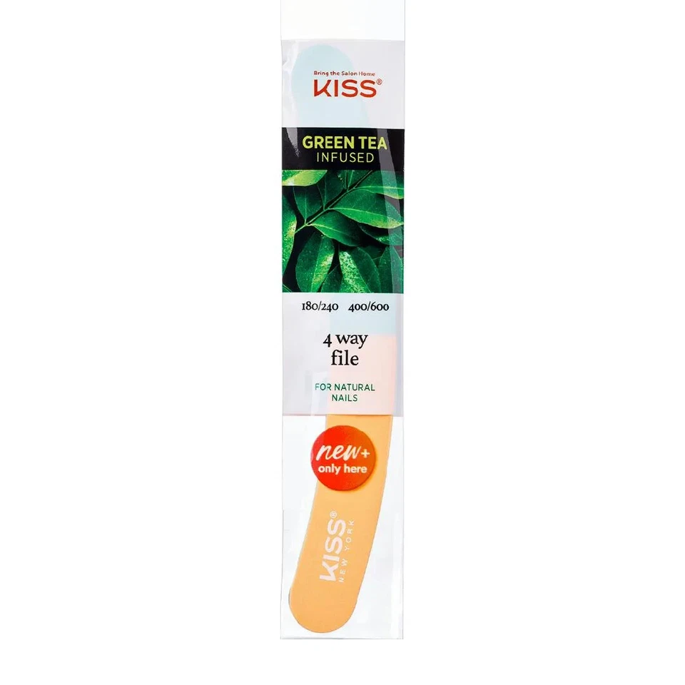 KISS Green Tea Infused 4 WAY NAIL File F706 FOR NATURAL Nails 180/240 400/600 - Image 1 of 1