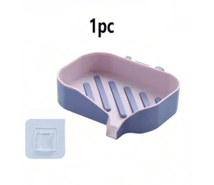 1pc Wall-Mounted Soap Dish with Drain - No-Drill Dual-Layer Bathroom Holder-NEW - Picture 1 of 13