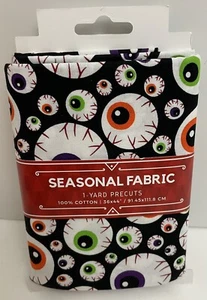 Seasonal Fabric 1-Yard Precuts Eyeballs 100% Cotton 36x44 Halloween - Picture 1 of 2