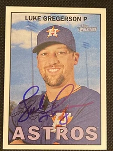 Carta Luke Gregerson Astros 2016 firmata autografata Topps Heritage #18 ~ certificato di autenticità - Foto 1 di 5