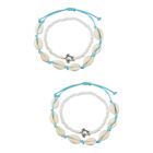 2 Pcs Chain Trendy Jewelry Foot Shell Beach European and American