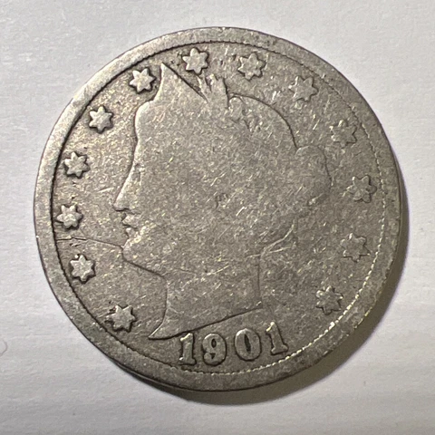 1901 Liberty Head " V " Nickel Philadelphia Mint USA Type Coin -Actual Photos A1 Cover
