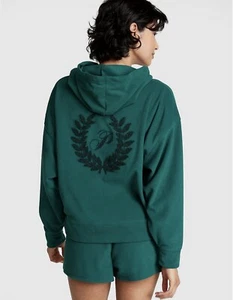 Victoria Secret PJ Pajama Set Polar Fleece Hoodie + Shorts 2Pc Set NWT XL Green - Picture 1 of 8