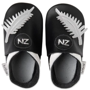 Bobux Softsole #3840 Black/Silver NZ Fern Leather Baby Shoes Sizes L & XL - Picture 1 of 3