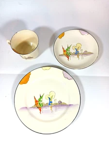 Antique Sail Boats Sailboat Nippon Art Deco Trio Tea Cup Saucer Plate Set - Picture 1 of 8