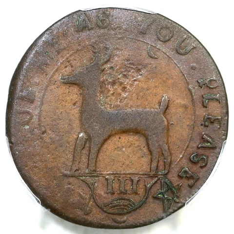 1739 Freidus 3.2-D R-7 PCGS VF 20 Broad Axe Higley Colonial Copper Coin Cover