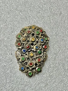 Antique Vintage Czechoslovakia Multi color Stone Floral Design Dress Clip  - Picture 1 of 3