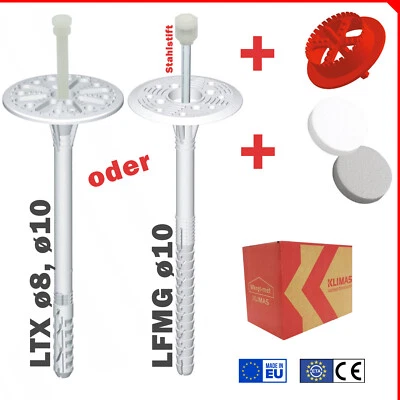 WDVS Dämmstoffdübel  LTX LFMG Ø8 Ø10 + Styropor Rondelle + Styropor Fräser Fräse - Bild 1 von 4