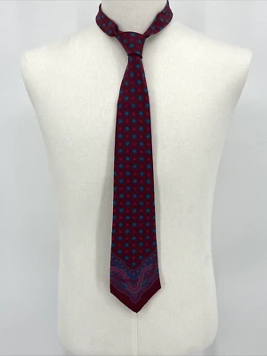 Corbata vintage años 90 Krizia púrpura oscuro patrón geométrico/paisley 3,5"" de ancho Foto 1 de 4