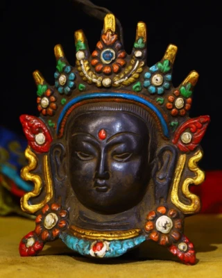 Antiguo Tíbet Nepal Budismo Aparato Budista Tara Mantra Verde Buda Amuleto Foto 1 de 4