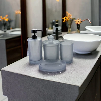 Juego de accesorios de baño de 4 piezas de vidrio esmerilado | Colección Cloud Foto 1 de 4