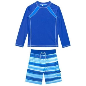 CABANA LIFE Baby 18/24M Dream Blue Stripe UPF 50 Rashguard & Swim Shorts Set NWT - Picture 1 of 2