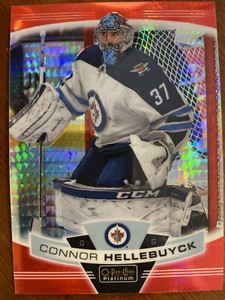 19-20 UD O-Pee Chee Platinum Red Prism 41 Connor Hellebuyck /199