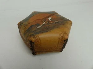 (Ref288V) Hide Sun Leather Hand Crafted Trinket Box - Picture 1 of 4