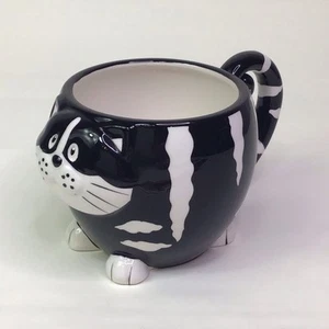 Pier 1 Imports MOLLIGE KATZE Becher schwarz weiß handbemalt Schwanzgriff - Bild 1 von 8