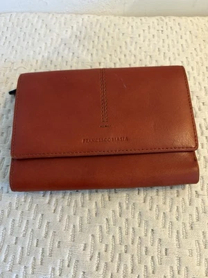 Cartera Francesco Biasia de cuero suave triple pliegue rojo tomate Foto 1 de 4