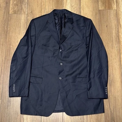 Blazer Alfani Para Hombres 46L Abrigo Deportivo Negocios Informal Azul Marino Lana a Rayas 3 Botones Foto 1 de 4